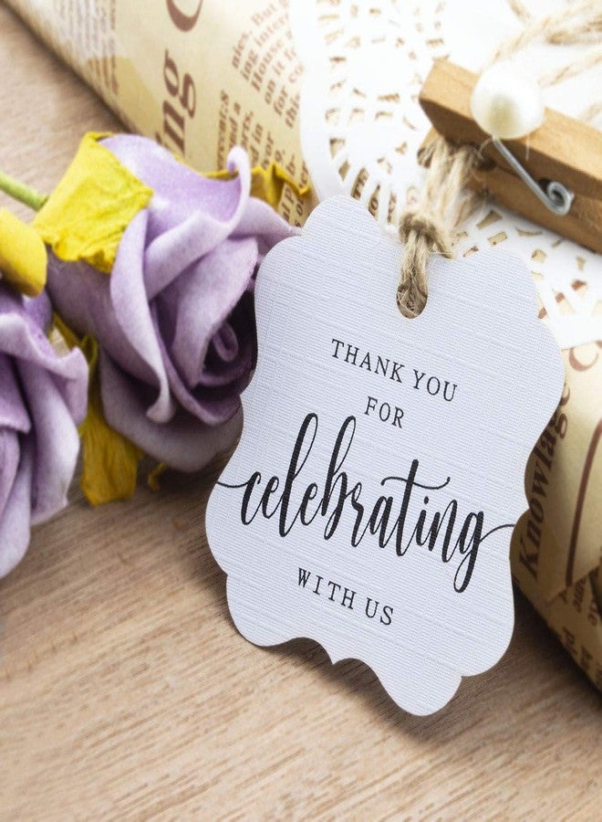 Summer-Ray.com Summer-Ray 50pcs Elegant Square Thank You for Celebrating with Us Favor Tags Wedding Gift Tags (White) - Image 2